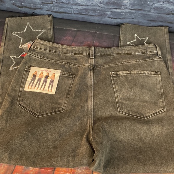 Y2K Baggy Rhinestone Star Embellished High Waisted  Jeans - Picture 8 of 11